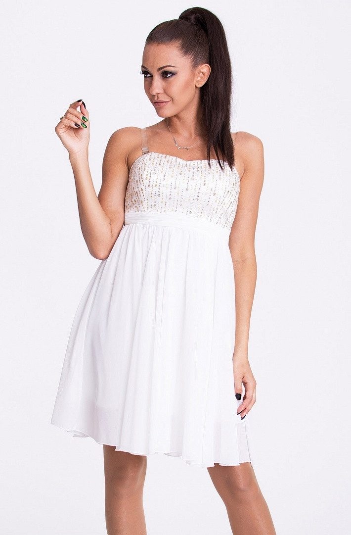 Dámské šaty s rozšířenou sukní - EVA&LOLA bílá L