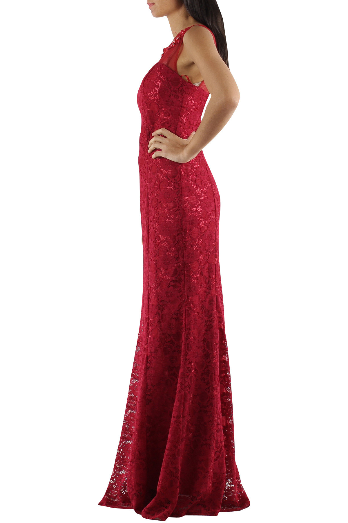 Společenské a plesové šaty krajkové F5067 červené - CHARM'S Paris XS
