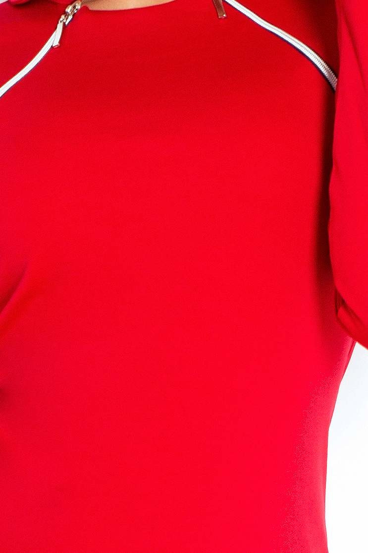 Společenské dámské šaty COLLAR s ozdobnými zipy SAF-130-2 - Numoco červená XL