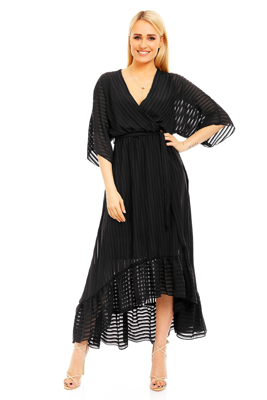 Lehké dámské šaty s asymetrickou sukní černé - LULU&LOVE černá S/M