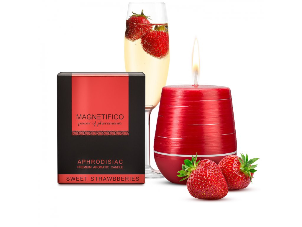 Afrodiziakální vonná svíčka Magnetifico Aphrodisiac Candle Sweet Strawberries - Valavani červená uni