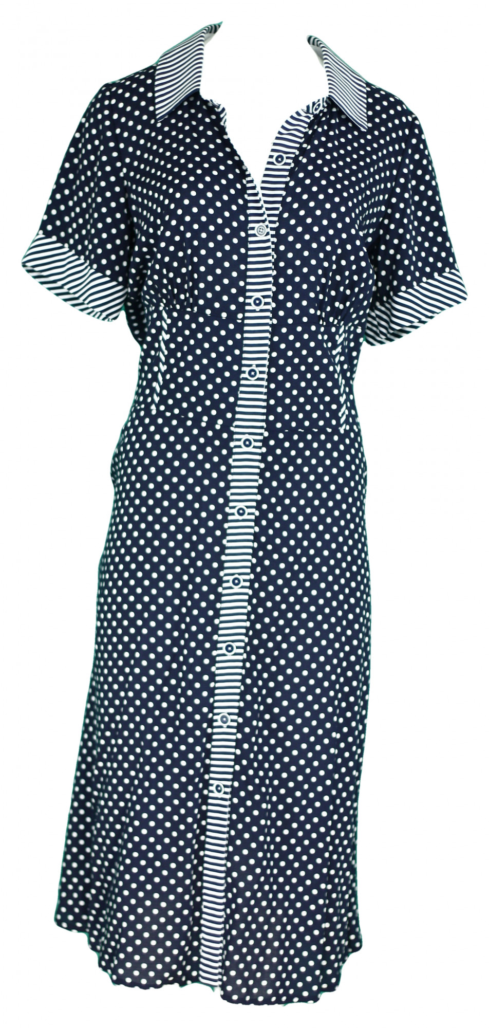 Dámské šaty 0125 - Gonera modrá - puntík 42