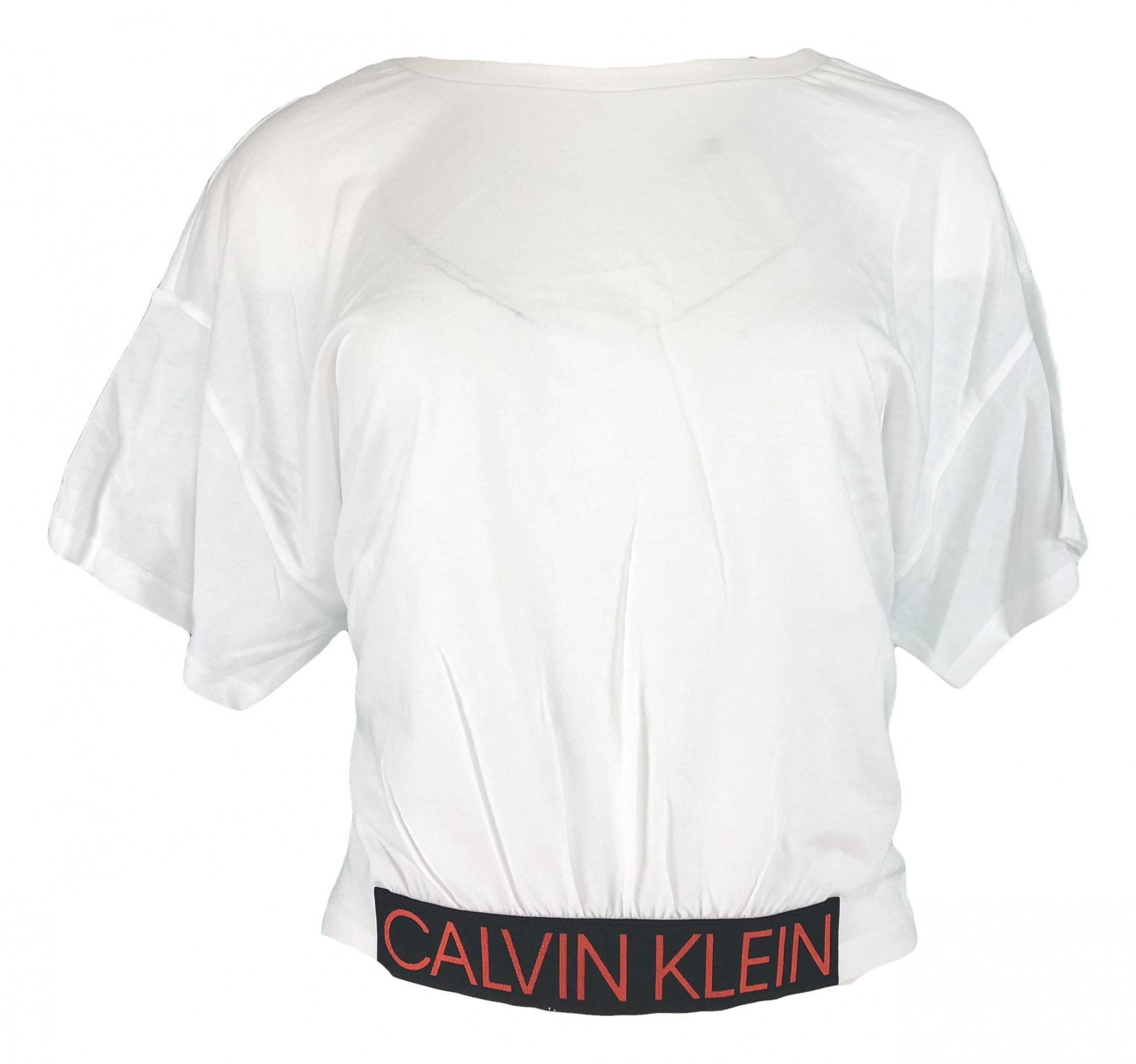 Dámské triko s krátkým rukávem KW0KW00726 bílá - Calvin Klein bílá s potiskem L