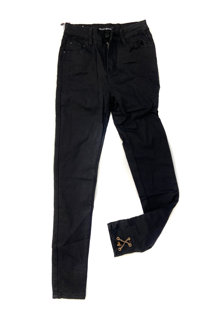 Černé džínové kalhoty typu high waist s řetízky na nohavicích 1300 - Zoio XS černá