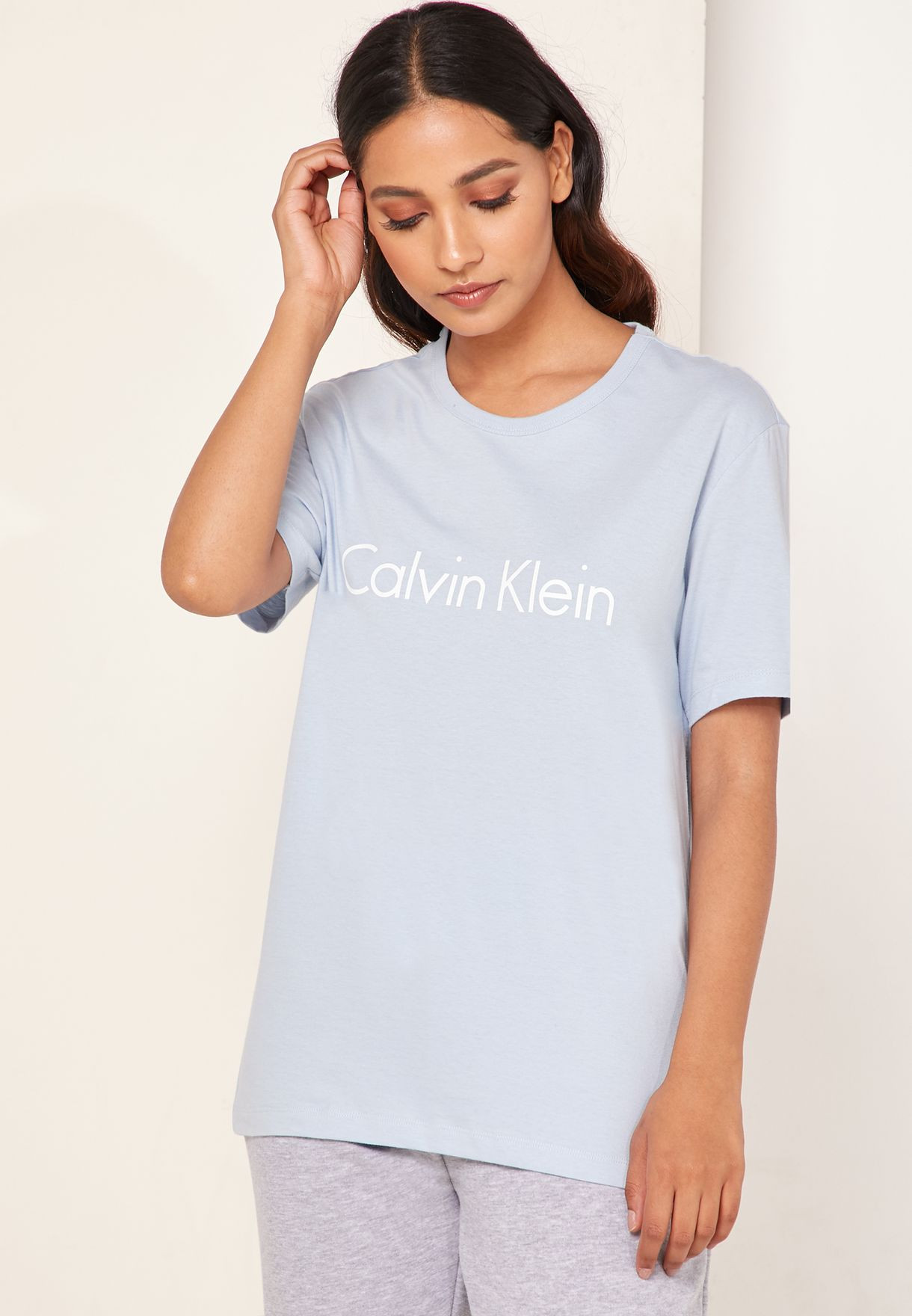 Dámské tričko QS6105E-7JC modrá - Calvin Klein modrá XS
