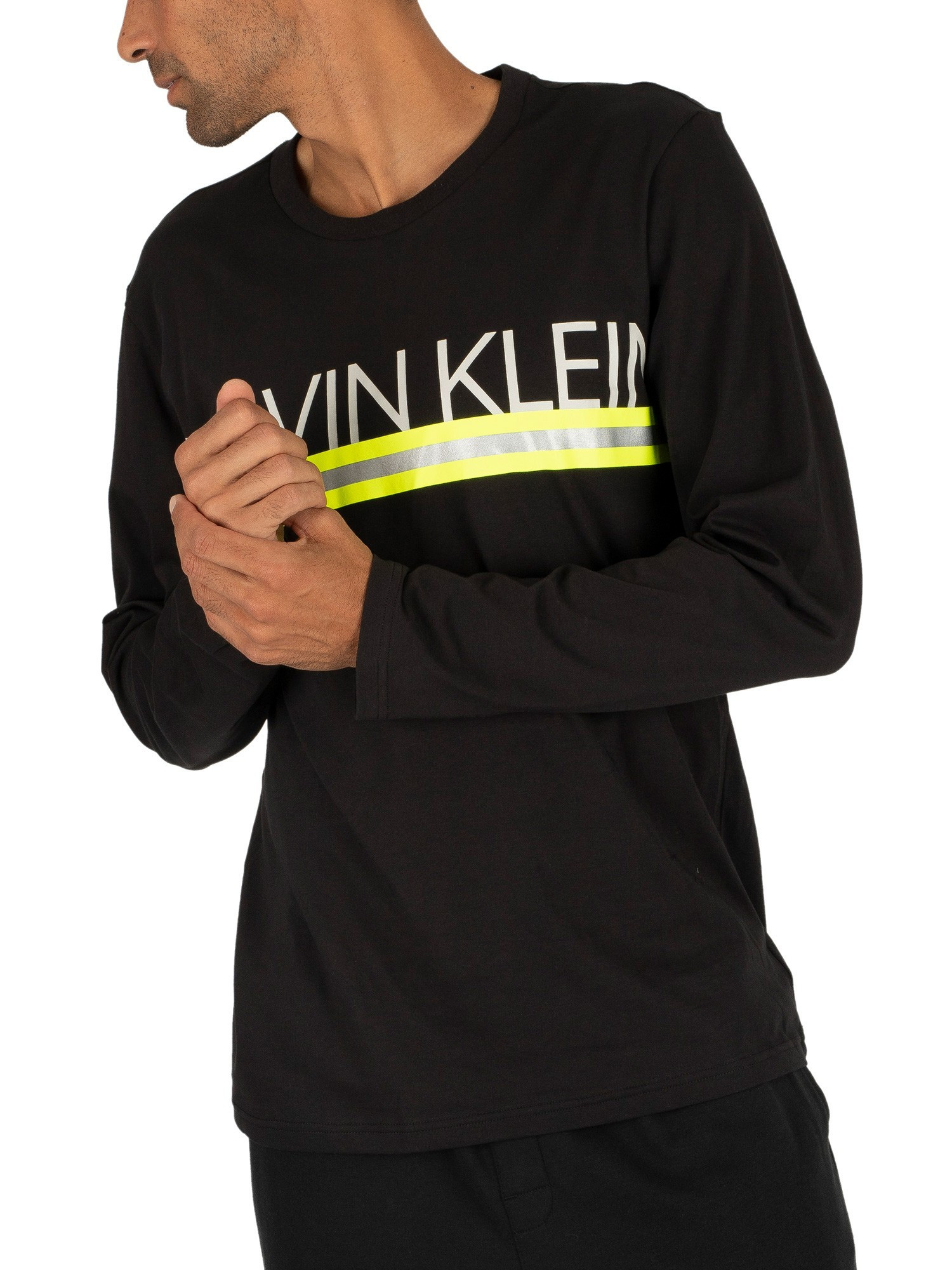 Pánské tričko s dlouhým rukávem NM1772E-001 - černá - Calvin Klein černá L