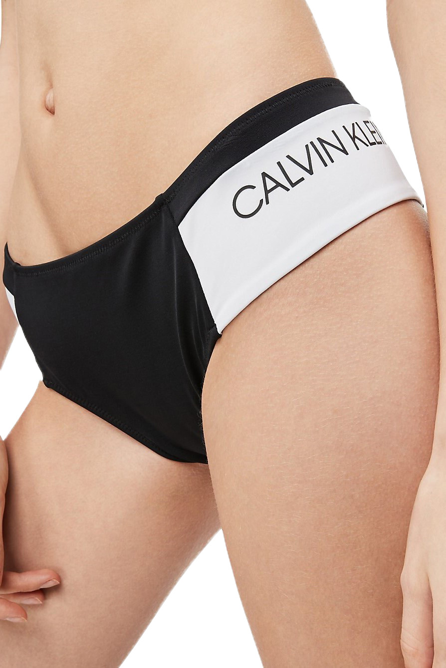 Spodní díl plavek KW0KW00841-BEH černobílá - Calvin Klein černá-bílá L