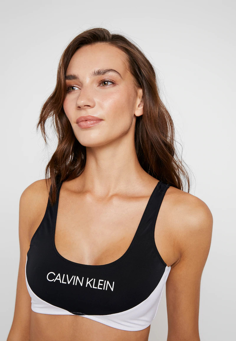 Vrchní díl plavek KW0KW00839-BEH černobílá - Calvin Klein černá-bílá S