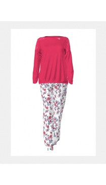 Elegantní dámské pyžamo s květinovým vzorem 11918-165 - Vamp černá - smajlíci XXL