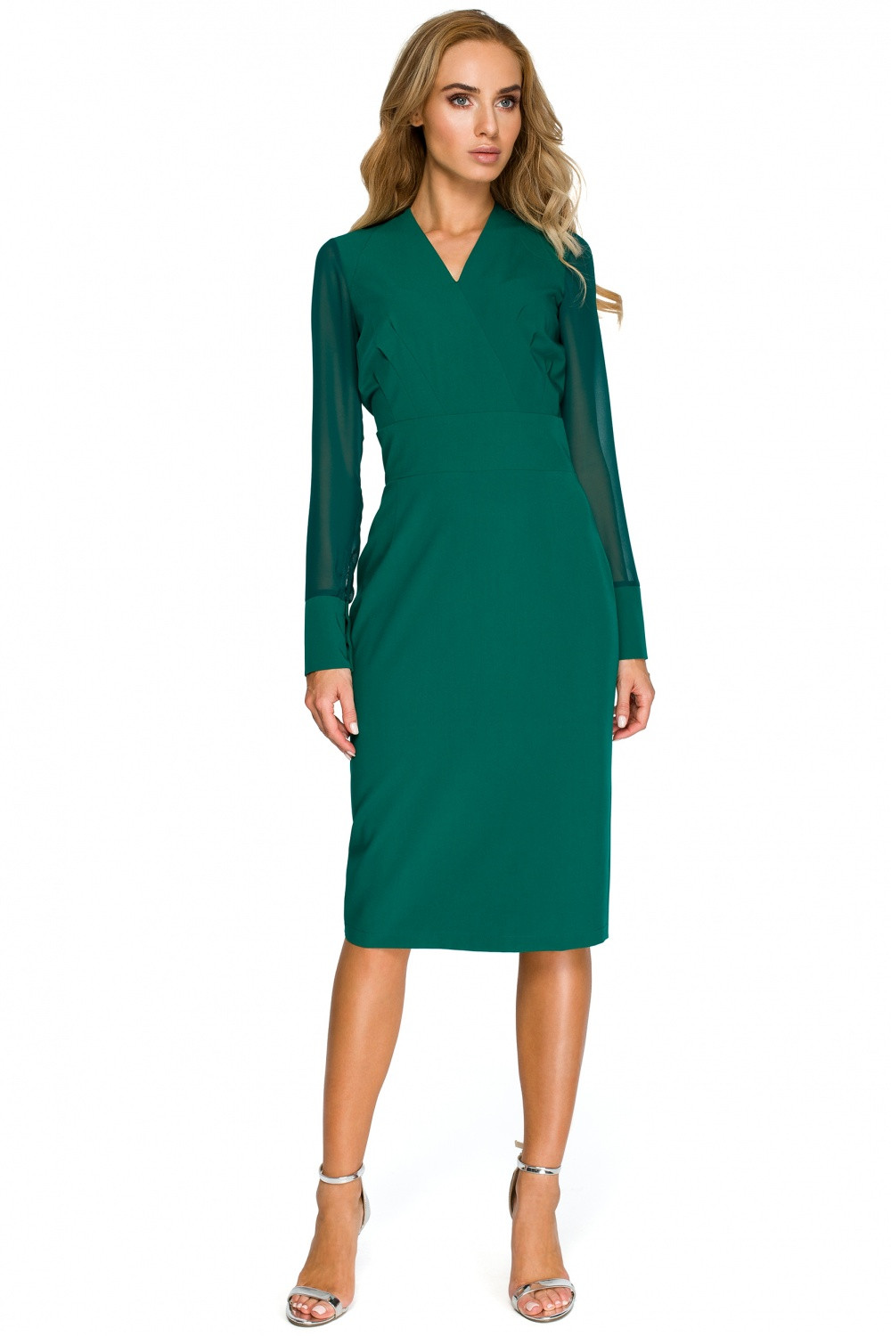 Dámské šaty S136 - Stylove tmavě zelená XXL-44