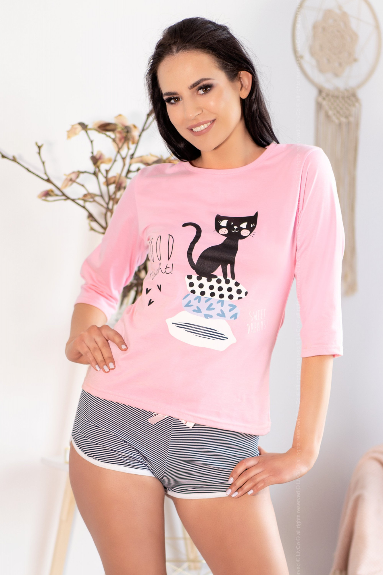 Dámské pyžamo Aprodit Cat - LivCo Corsetti růžová L/XL