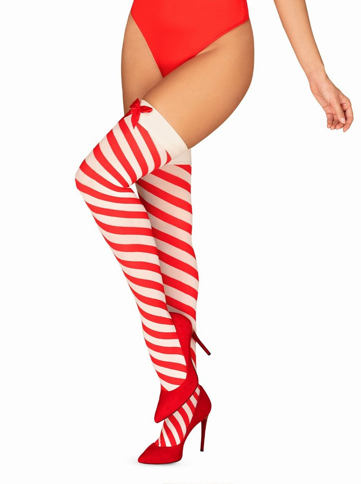 Vánoční punčochy Kissmas stockings - Obsessive červená L/XL