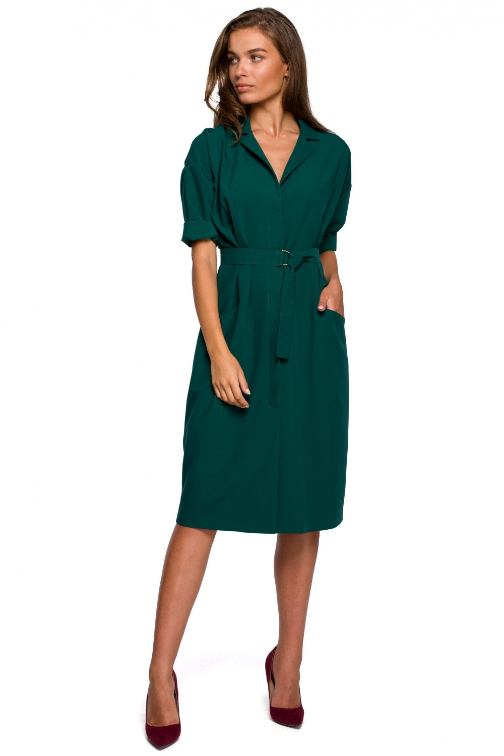 Dámské šaty S230 Tmavě zelená - Stylove tmavě zelená M-38
