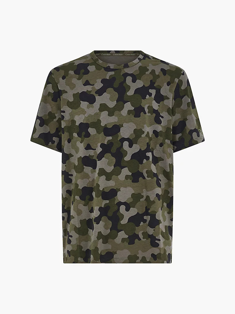 Pánské tričko Lounge - NM2192E - UY4 - Vojenský vzor - Calvin Klein zelená vzor XL