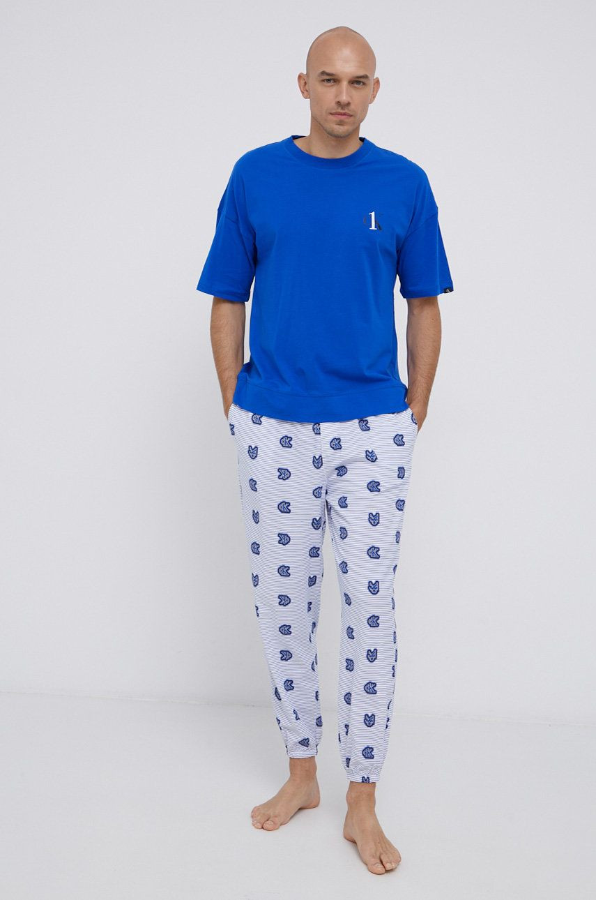 Pánské pyžamo NM1787E - WI2 - Mořská - Calvin Klein mořská - tmavě modrá XL