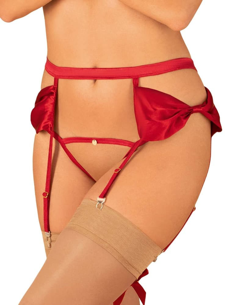 Svůdný podvazkový pás Rubinesa garter belt - Obsessive červená S/M
