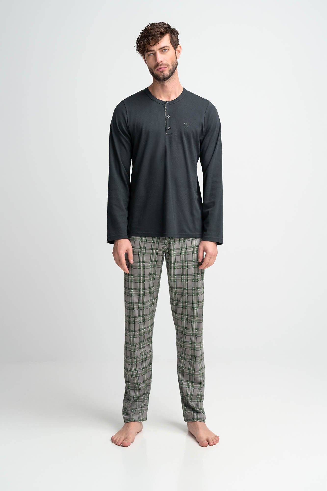 Vamp - Pohodlné dvoudílné pánské pyžamo 15955 - Vamp zelená XXL
