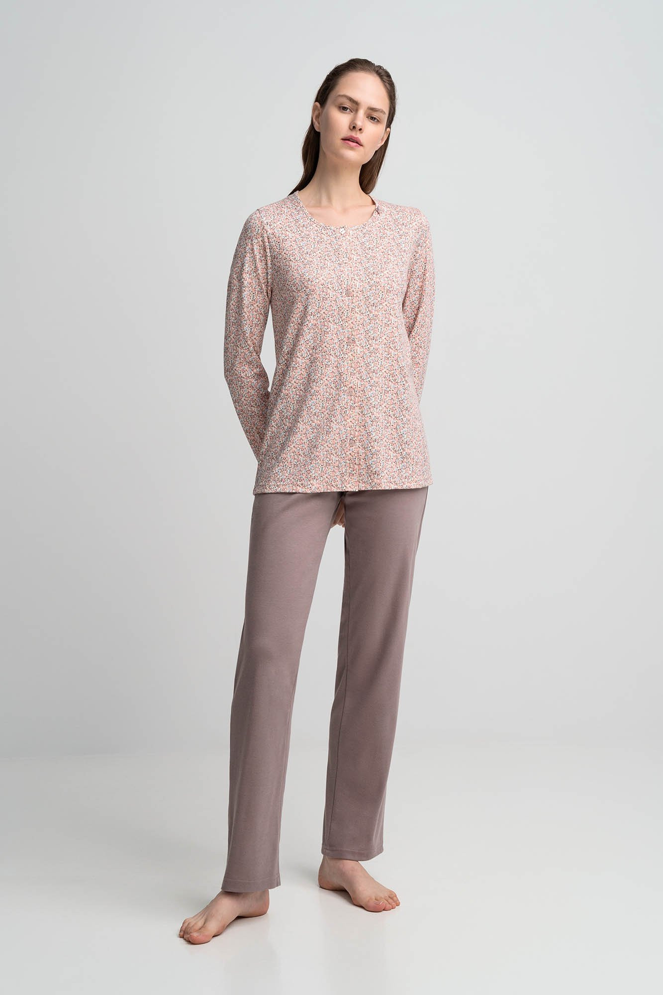 Vamp - Dvoudílné dámské pyžamo 15942 - Vamp béžová/mocca XL
