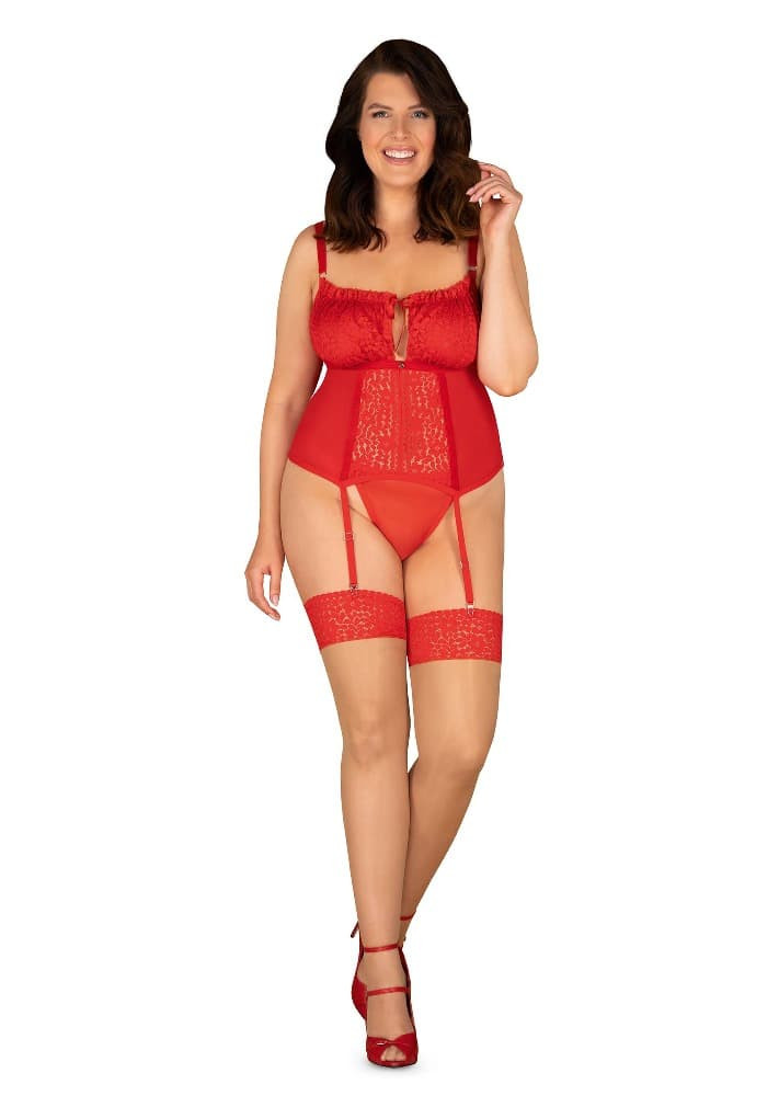 Okouzlující punčochy Blossmina stockings - Obsessive červená 4XL/5XL