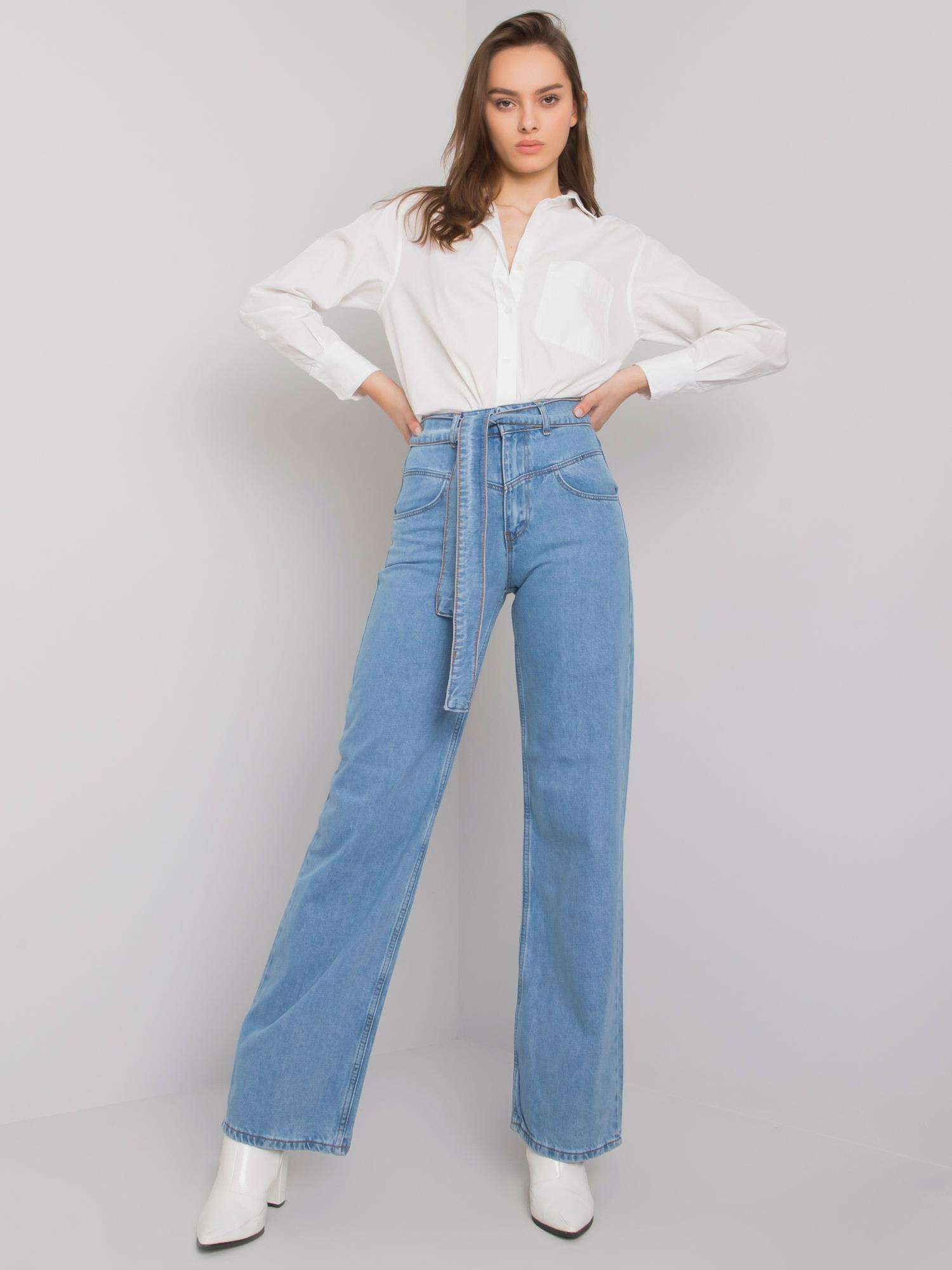 Dámské široké džíny SP-303 Jeans světle modrá - FPrice jeans-sv.modrá 26