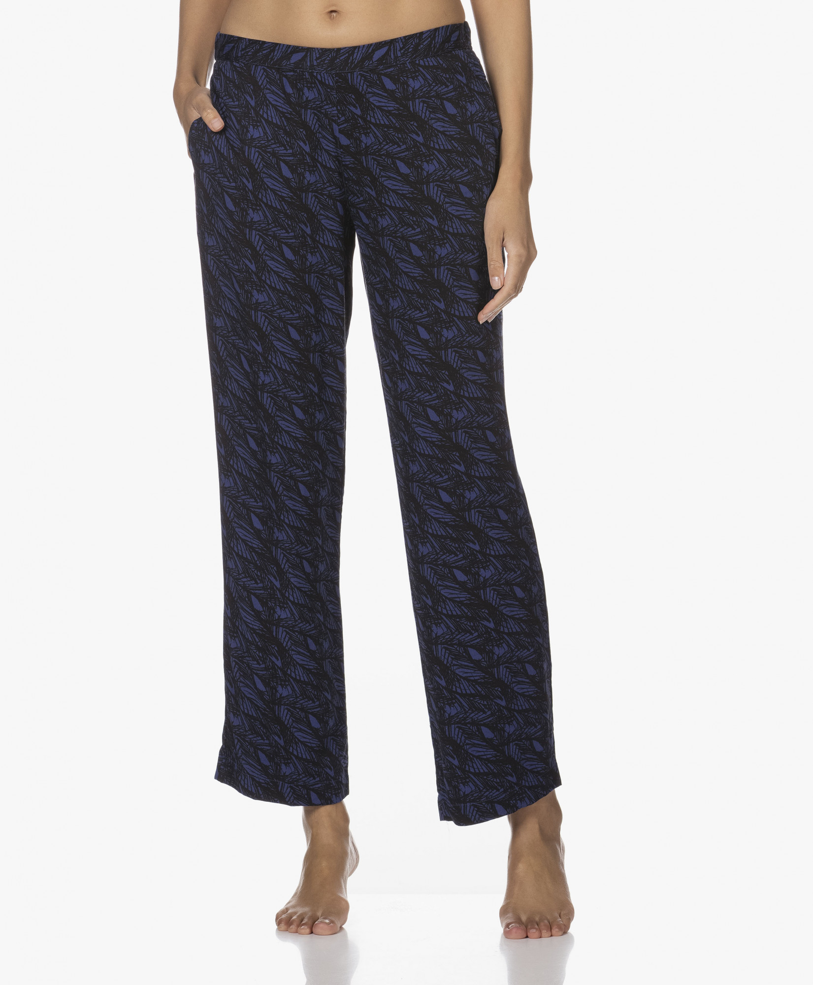 Dámské pyžamové kalhoty QS6028E VFR - modročerná - Calvin Klein modro - černá M
