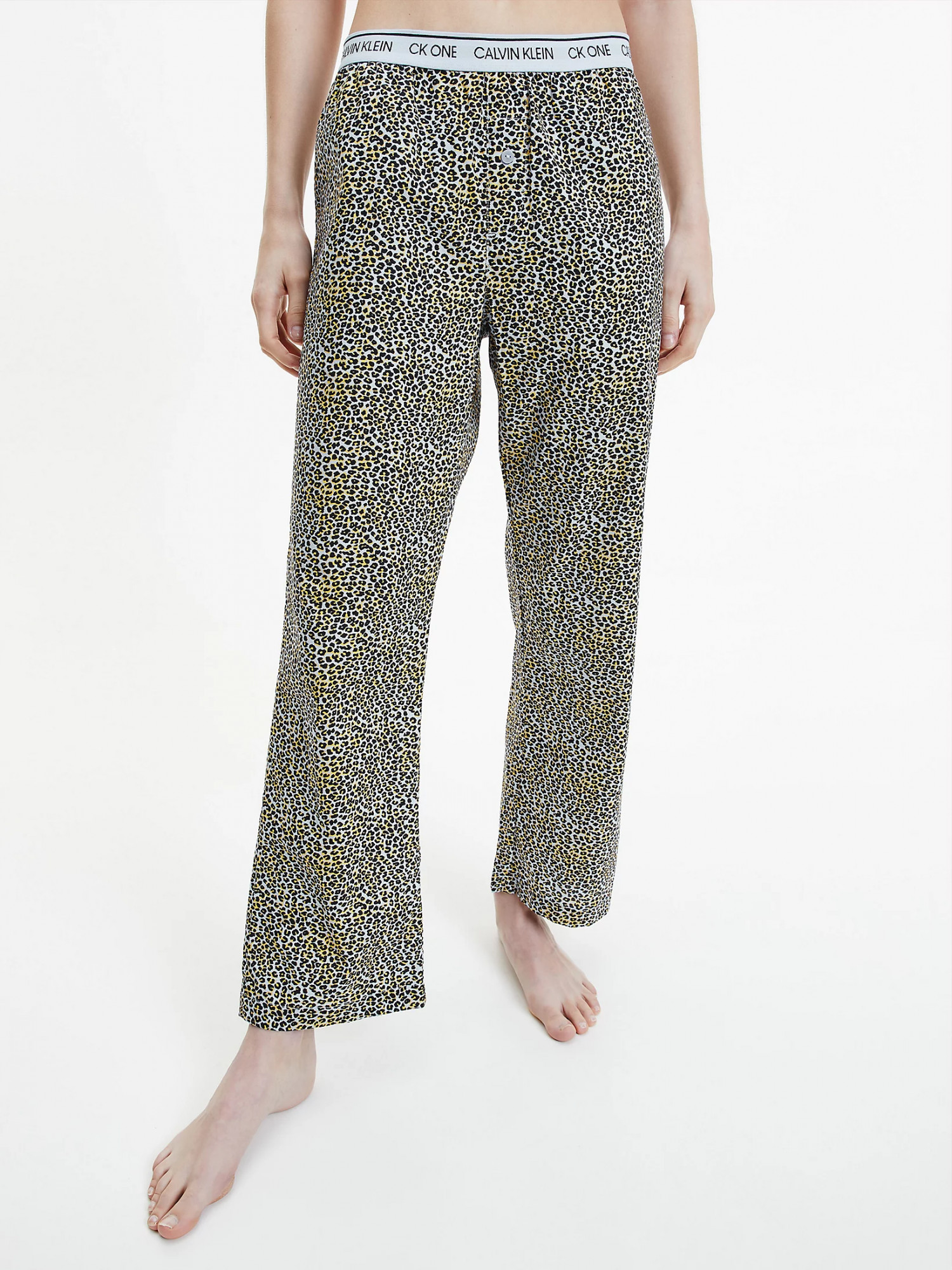 Dámské pyžamové kalhoty QS6433E - V4L Fialová se zvířecím vzorem - Calvin Klein fialová vzor M