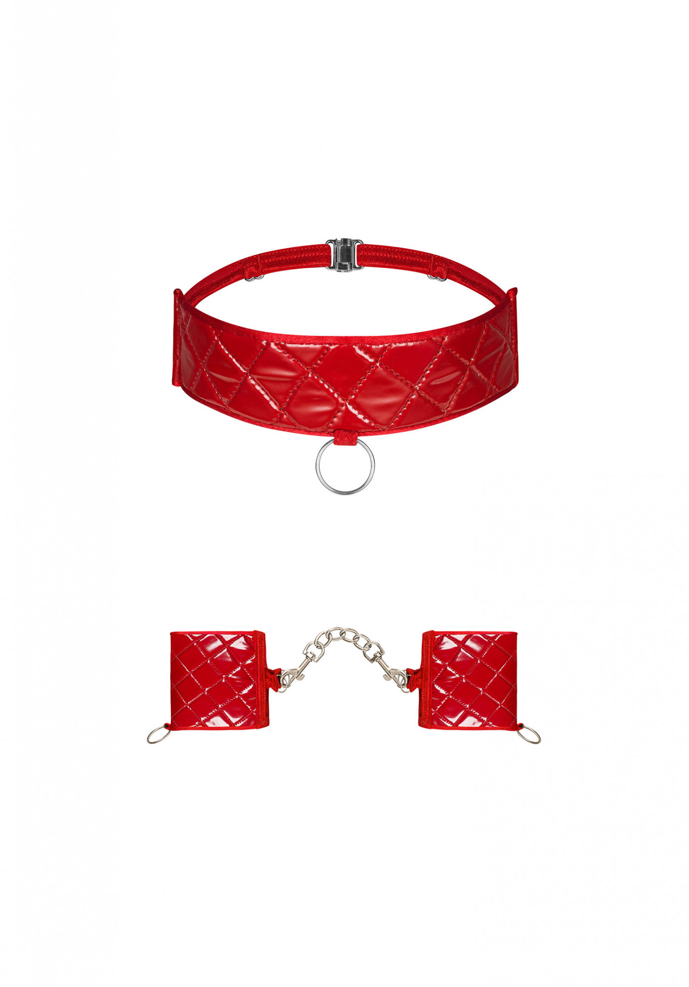 Pikantní sada Hunteria cuffs & choker - Obsessive červená uni