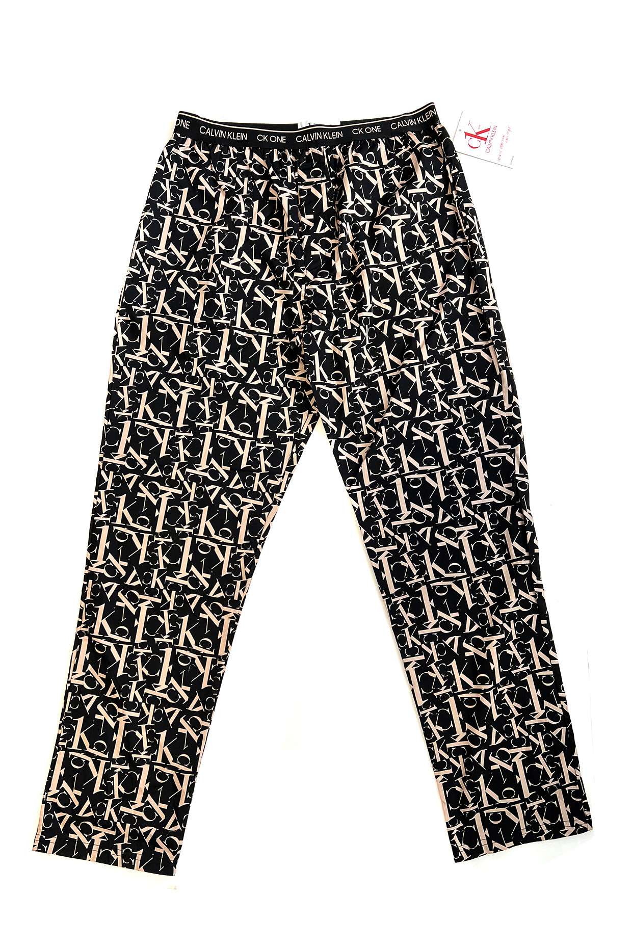 Pánské kalhoty na spaní NM1869E 1BF černo-béžové - Calvin Klein černá s potiskem M