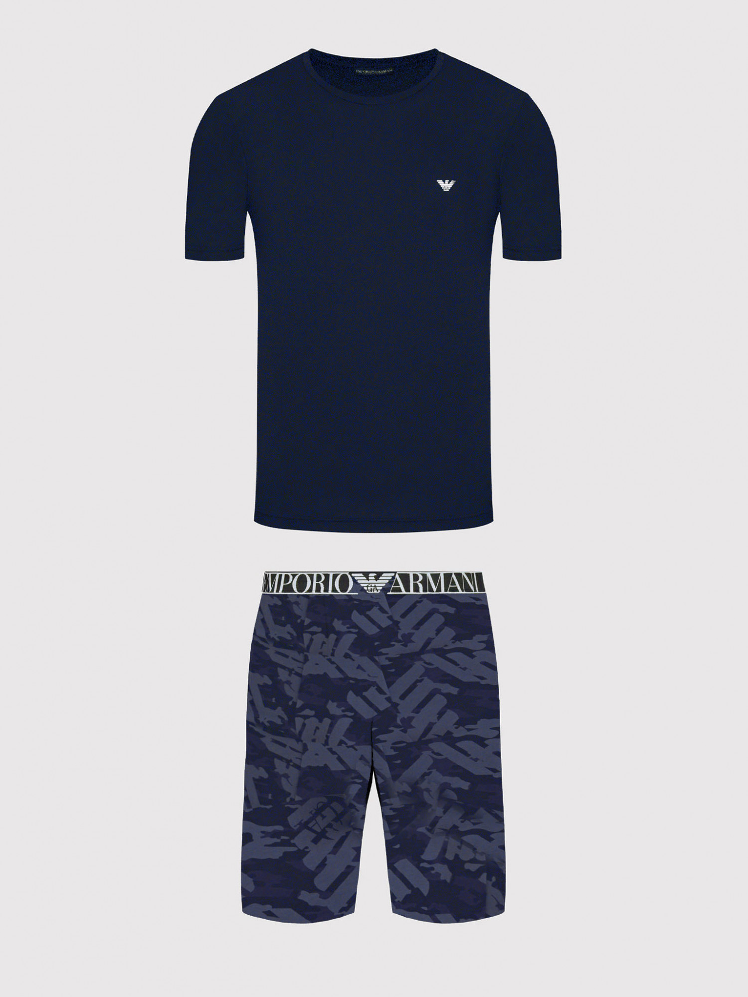 Pánské pyžamo krátké - 111573 2R509 96035 - tm.modrá - Emporio Armani tm.modrá M