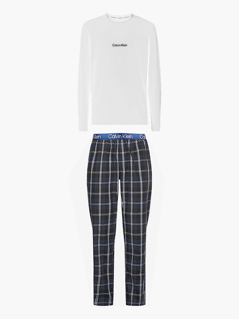 Pánský pyžamový set - NM2184E 1MT - bílá/modrá - Calvin Klein bílá/modrá L