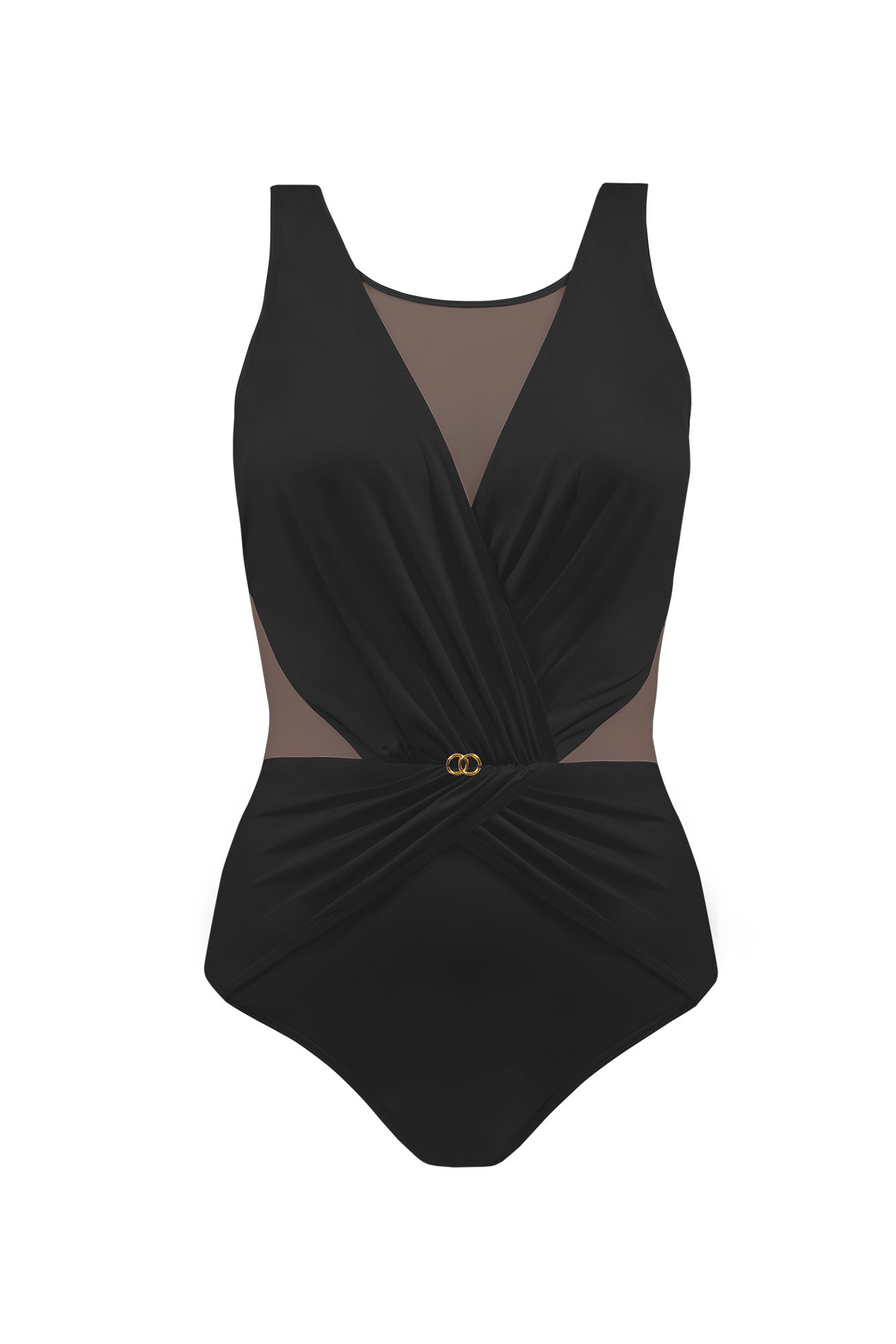 Dámské jednodílné plavky S1006V Fashion 7 - Self černá 4XL