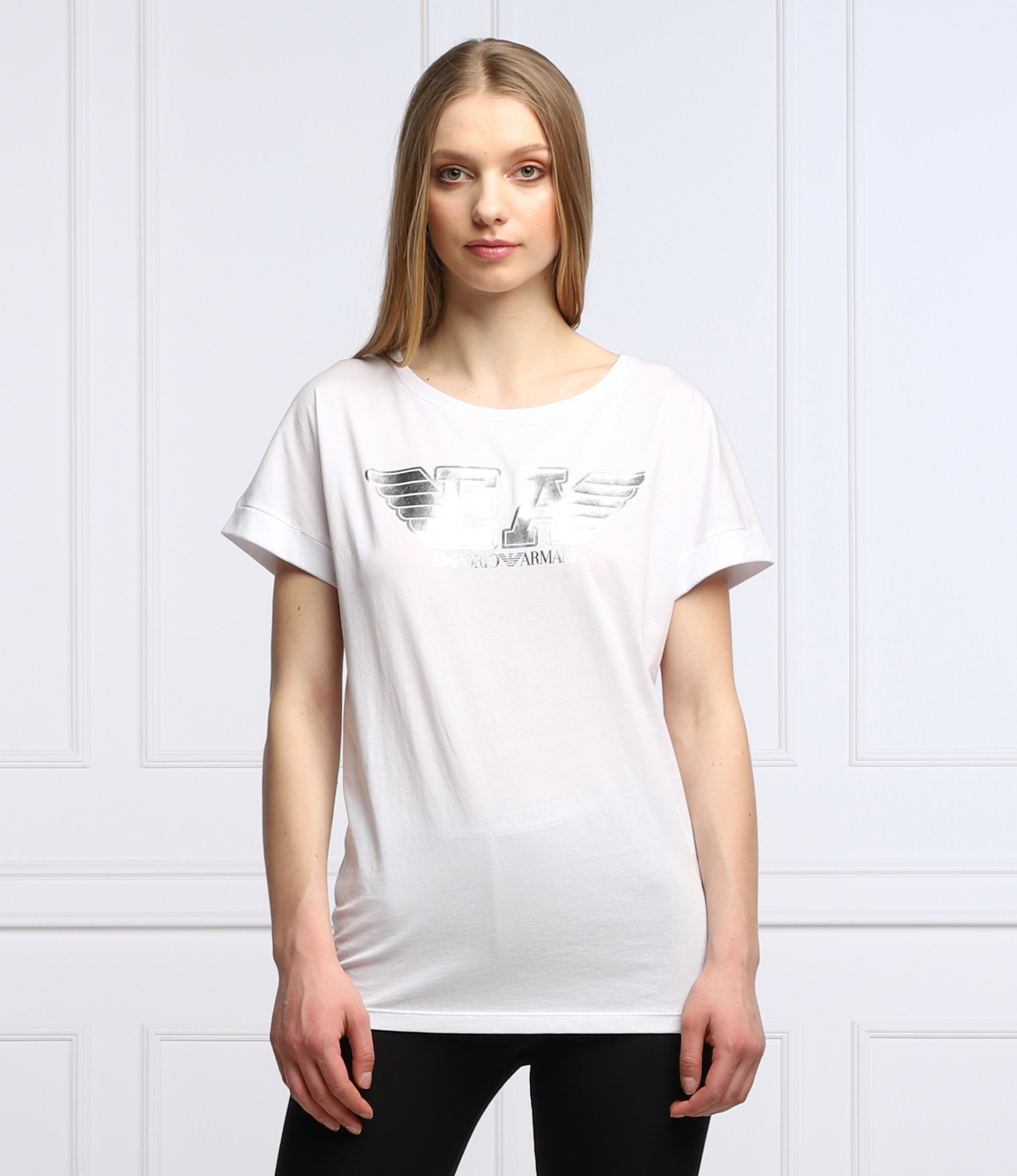 Dámské triko s krátkým rukávem - 164340 2R255 000110 - bílá - Emporio Armani bílá-potisk M