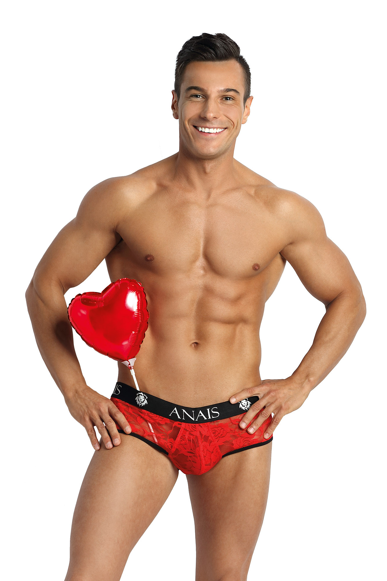 Pánské boxerky otevřené Brave jock bikini - Anais červená XXXL