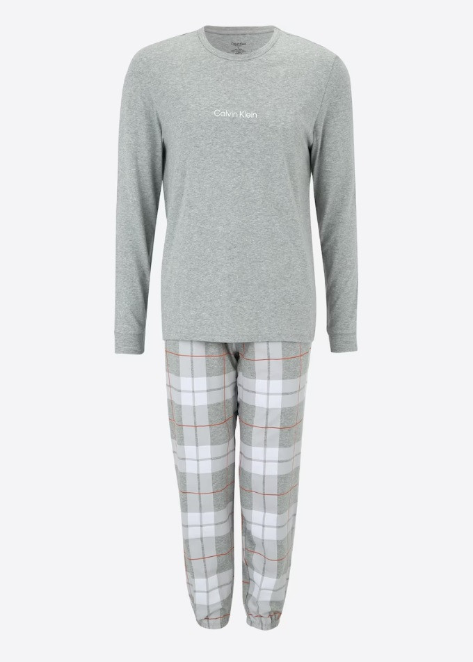 Pánské pyžamo - NM2178E 1N0 - šedá/bílá - Calvin Klein šedo-bílá XL
