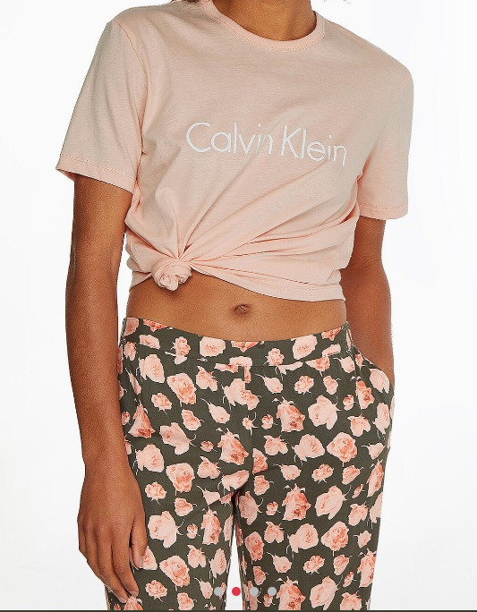 Dámské pyžamové tričko - QS6105E FAL - meruňková - Calvin Klein meruňková M