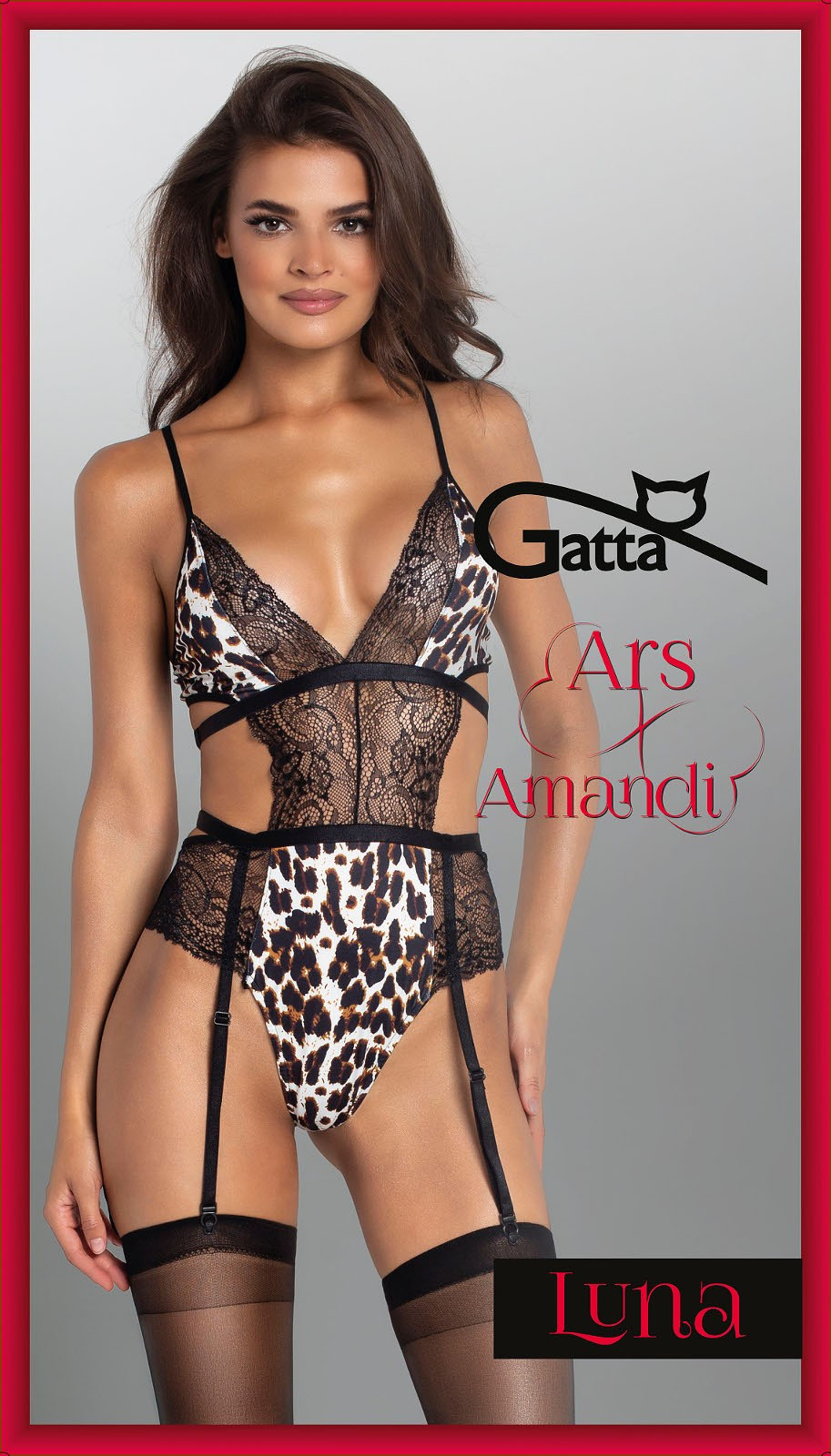 Dámské body - Ars Amandi 9013 Luna - Gatta černá-leopard S/M