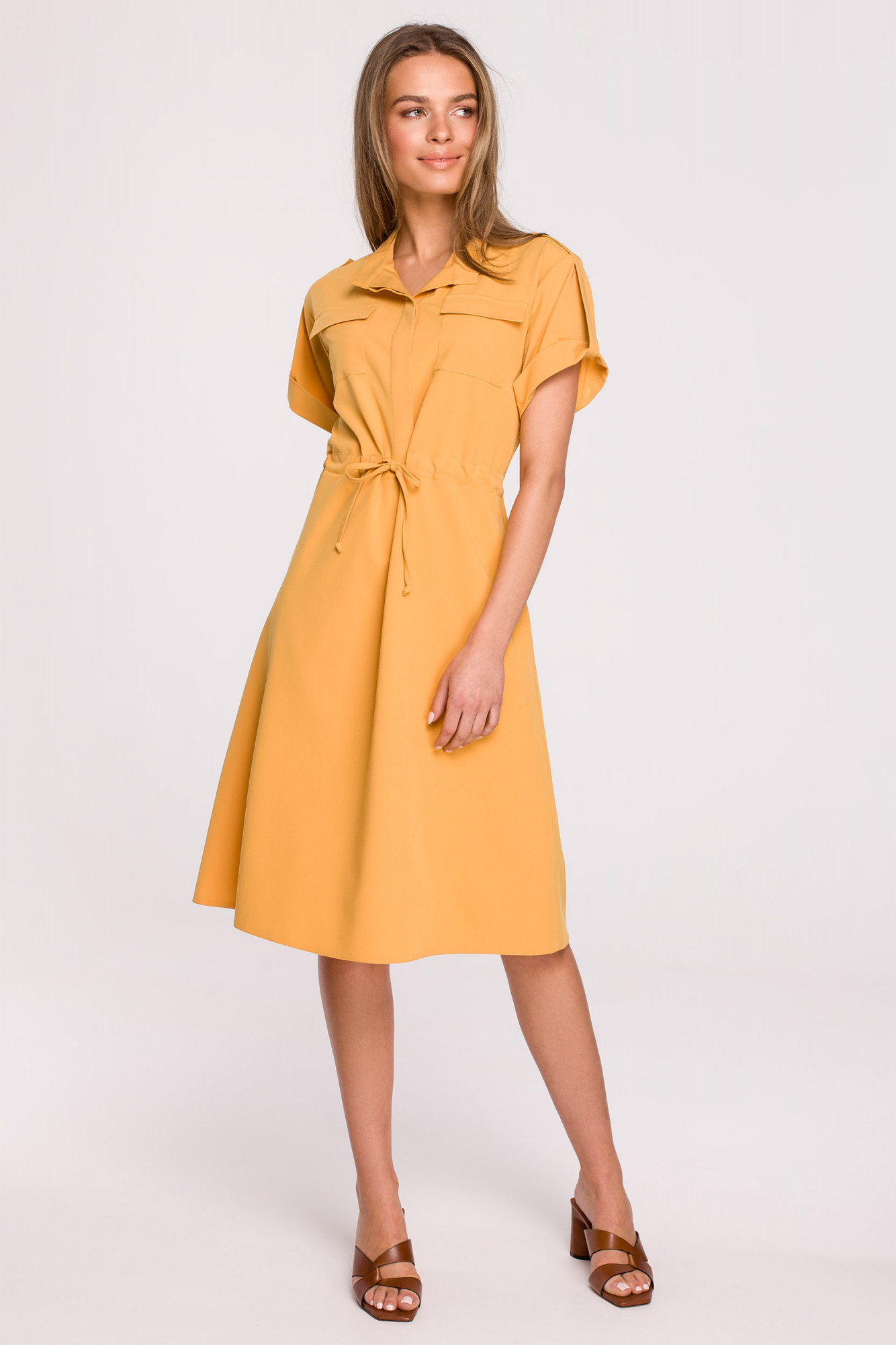 Dámské košilové šaty Yellow S298 - Stylove žlutá S