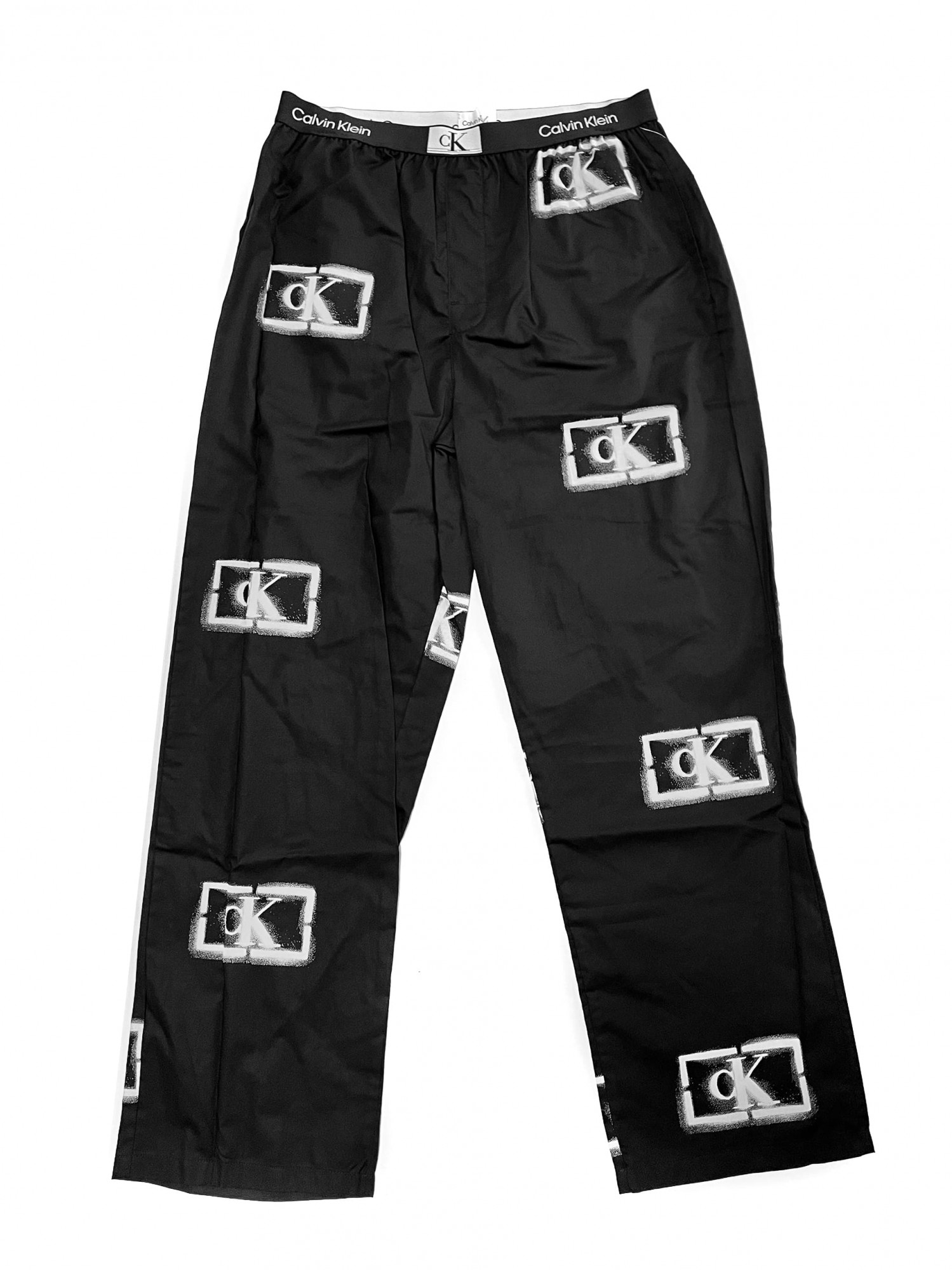 Pánské kalhoty na spaní NM2390E B88 černá s potiskem - Calvin Klein černá s potiskem M