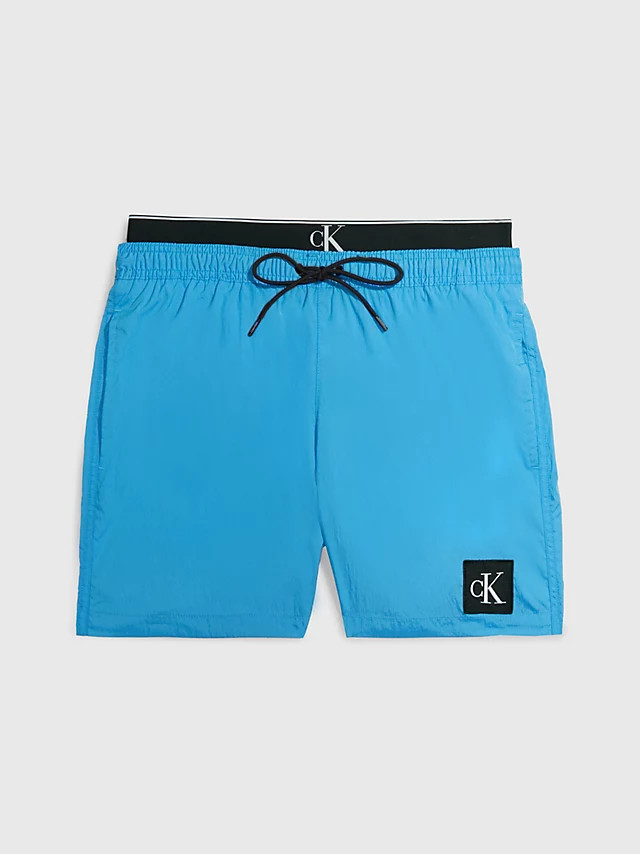 Pánské plavky s dvojitým pasem KM0KM00846 CYO modré - Calvin Klein L