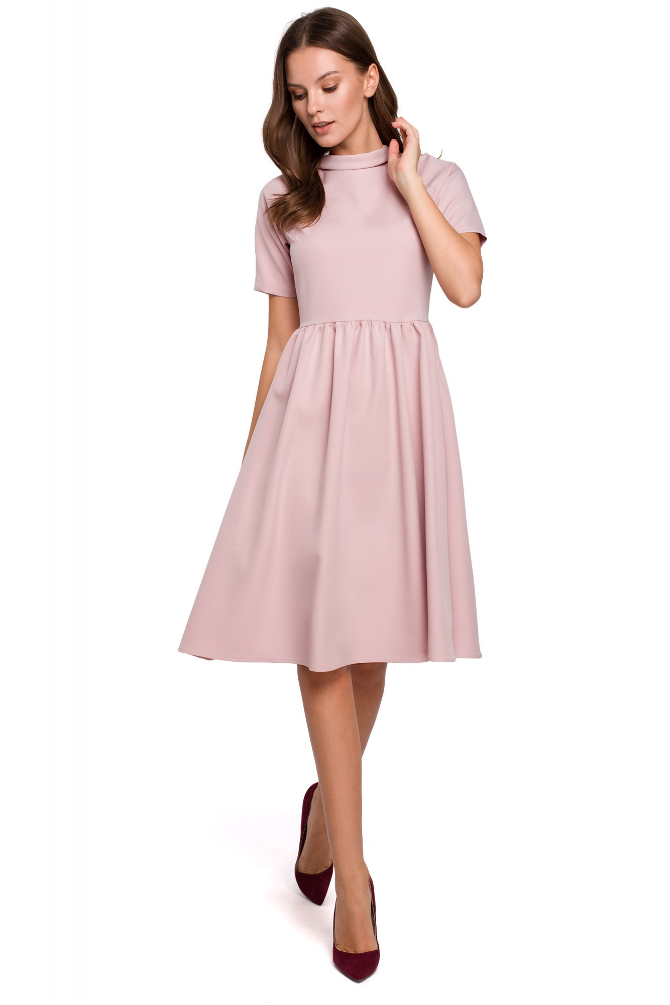 Dámské šaty K028 pudr růžová - Makover pudrovo-růžová M