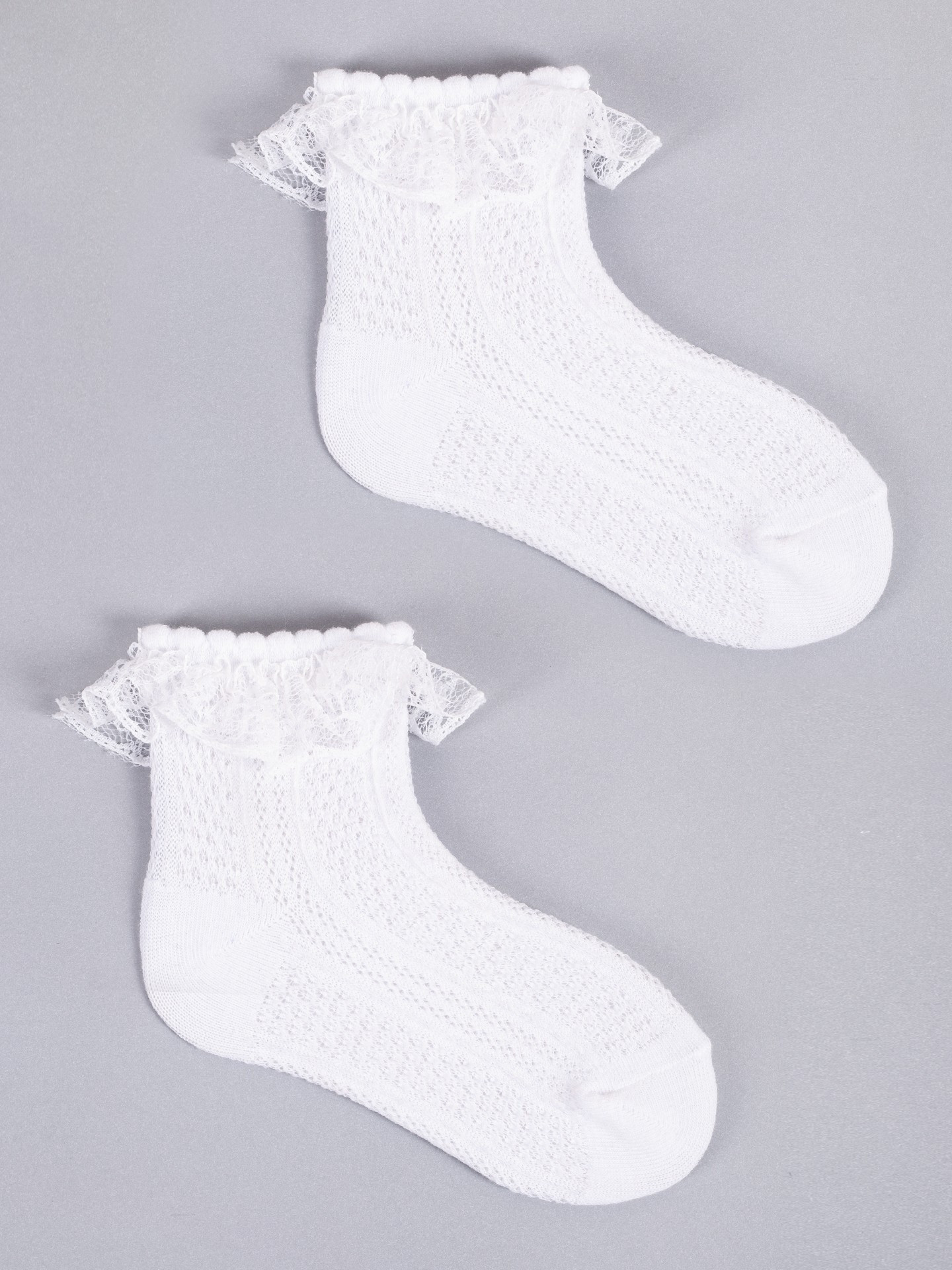 Dívčí ponožky s volánkem 3Pack SKL-0009G-0100 bílé - Yoclub 5-6 cm