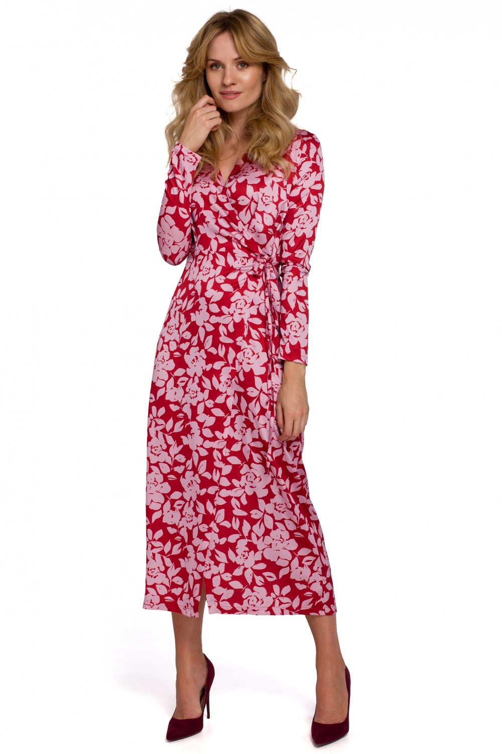 Dámské šaty K083 Červená s růžovou - Makover červeno-růžová XL