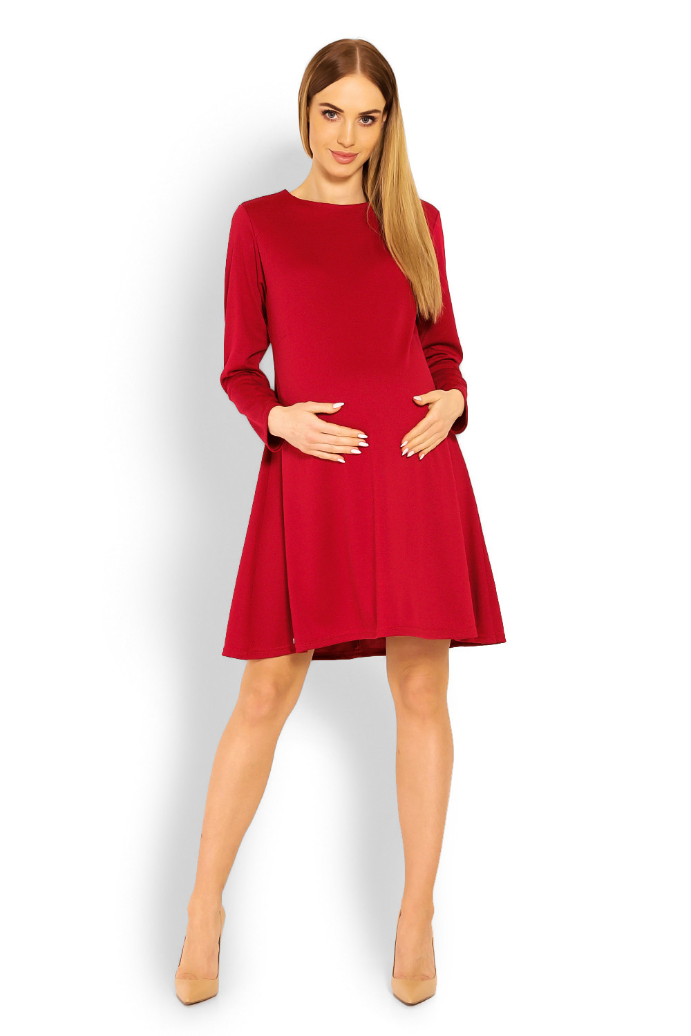 Dámské těhotenské šaty 1359 Červená - PeeKaBoo červená L/XL
