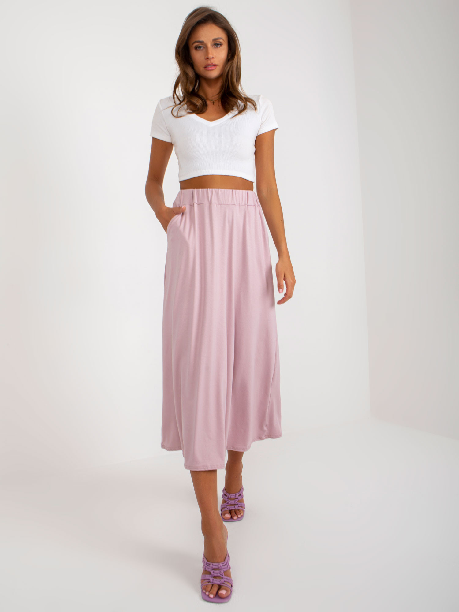 Dámská dlouhá sukně WN SD 5005.13 Pudr růžová - FPrice pudrovo-růžová S/M