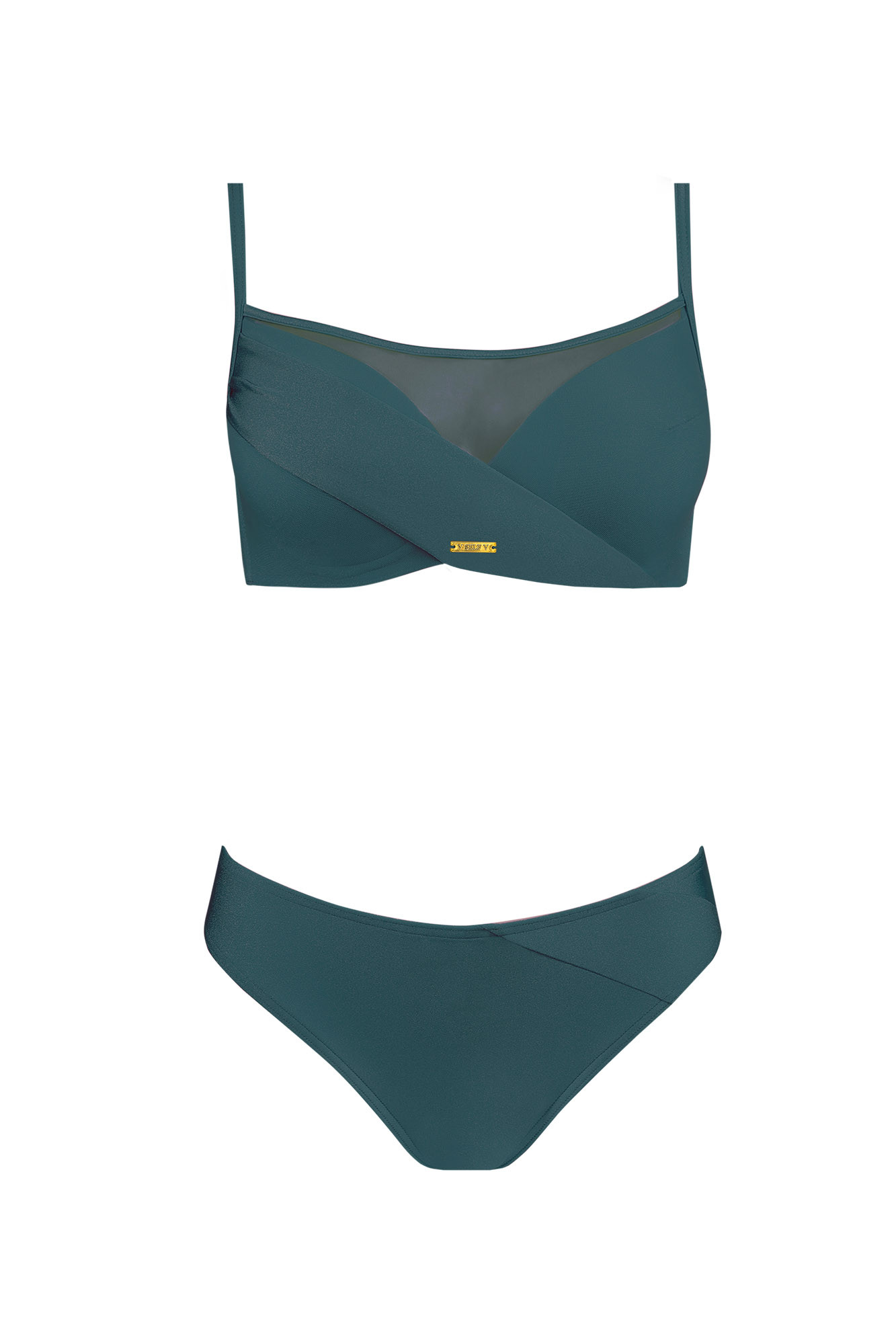 Dámské dvoudílné plavky Fashion10 S1002N-7 tm. zelené - Self 44C