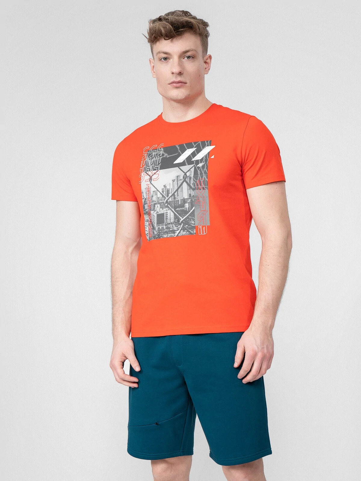 Pánské tričko H4L22-TSM012-70S oranžové - 4F XL