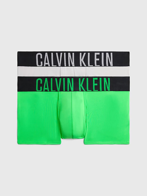 Pánské boxerky LOW RISE TRUNK 2PK 000NB2599A GXH bílo-zelené - Calvin Klein L