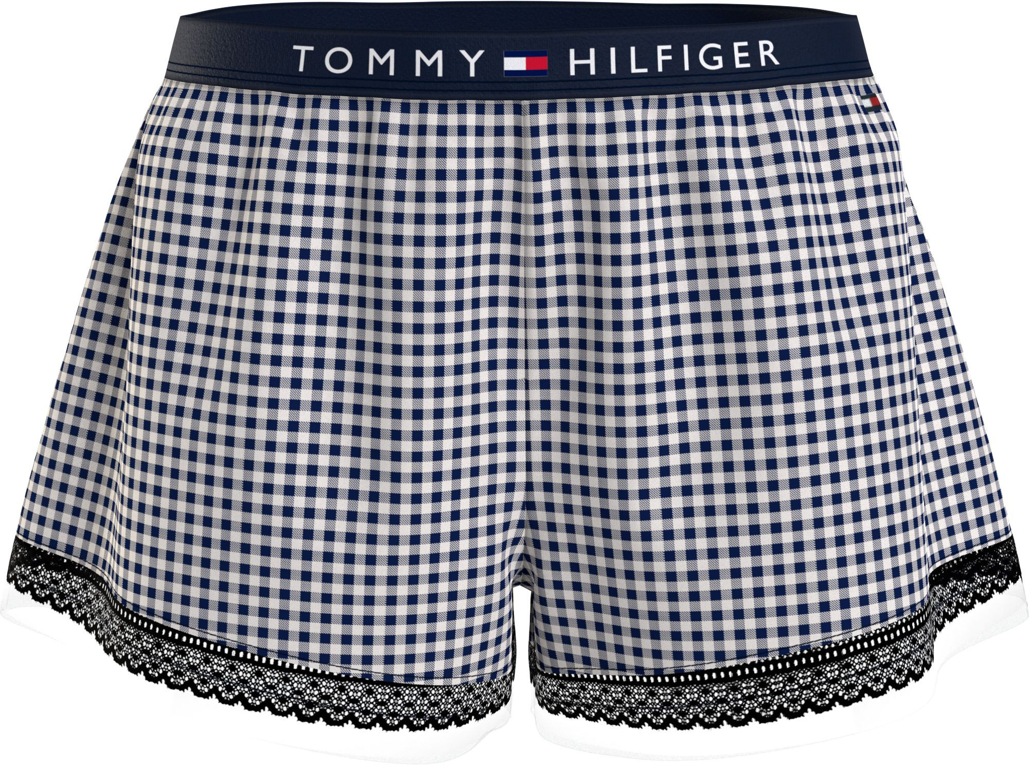 Dámské pyžamové šortky WOVEN SHORT PRINT UW0UW04944 02G tm. modro-bílé - Tommy Hilfiger L