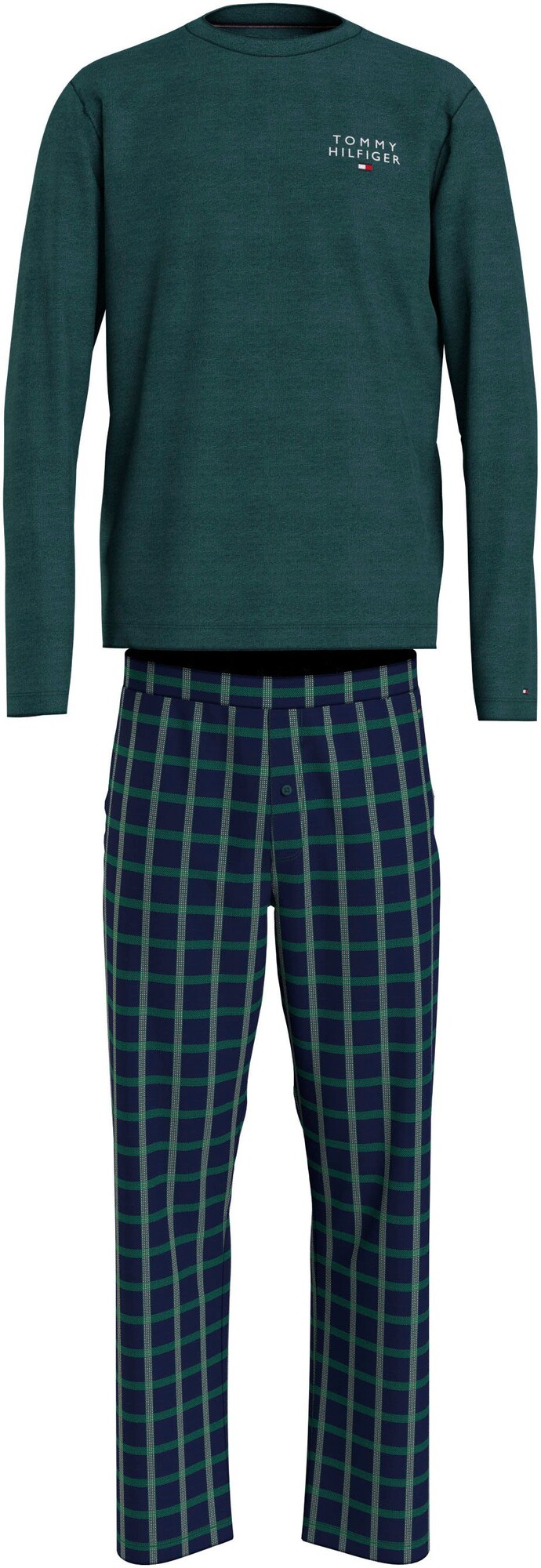 Pánské pyžamo UM0UM03130 0WP zelené káro - Tommy Hilfiger M