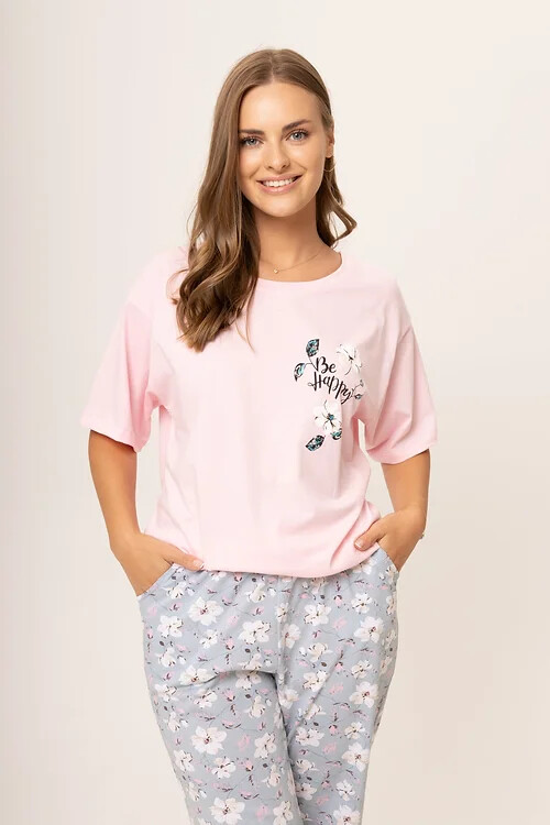 Dámské pyžamo 160/074 růžovo šedá - Karol XL